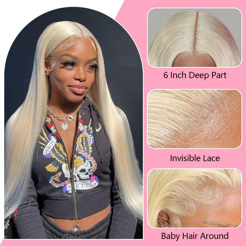 🌟QIAWI 613 Blonde 13x6 Lace Front Wig – 200% Density , Pre-Plucked , Bleached Knots , Silky Straight