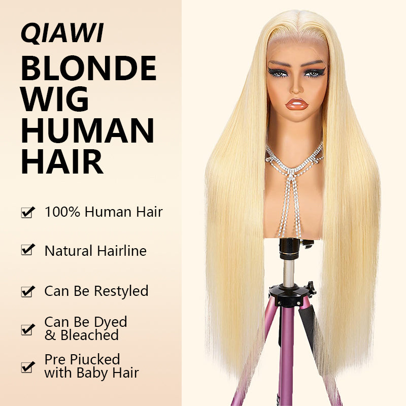 🌟QIAWI 613 Blonde 13x6 Lace Front Wig – 200% Density , Pre-Plucked , Bleached Knots , Silky Straight