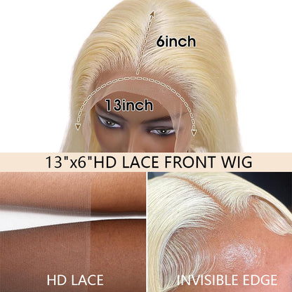 🌟QIAWI 613 Blonde 13x6 Lace Front Wig – 200% Density , Pre-Plucked , Bleached Knots , Silky Straight